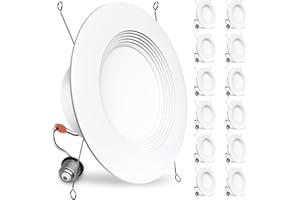 BBOUNDER 12 Pack 5/6 Inch LED Recessed Downlight, Baffle Trim, Dimmable, 12.5W=100W, 5000K Daylight, 950 LM, Damp Rated, Simple Retrofit Installation -No Flicker