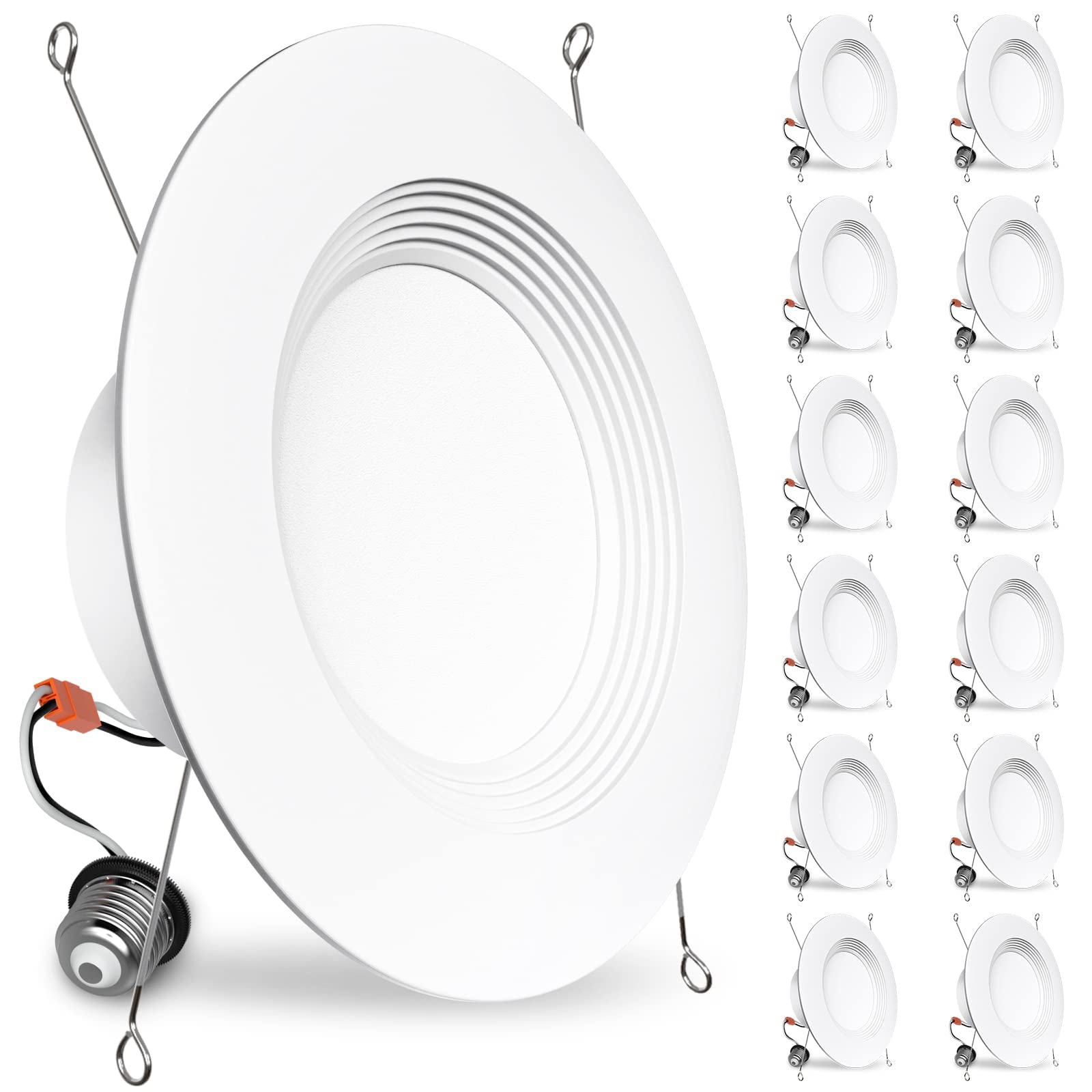 Photo 1 of BBOUNDER 12 Pack 5/6 Inch LED Recessed Downlight, Baffle Trim, Dimmable, 12.5W=100W, 5000K Daylight, 950 LM, Damp Rated, Simple Retrofit Installation -No Flicker