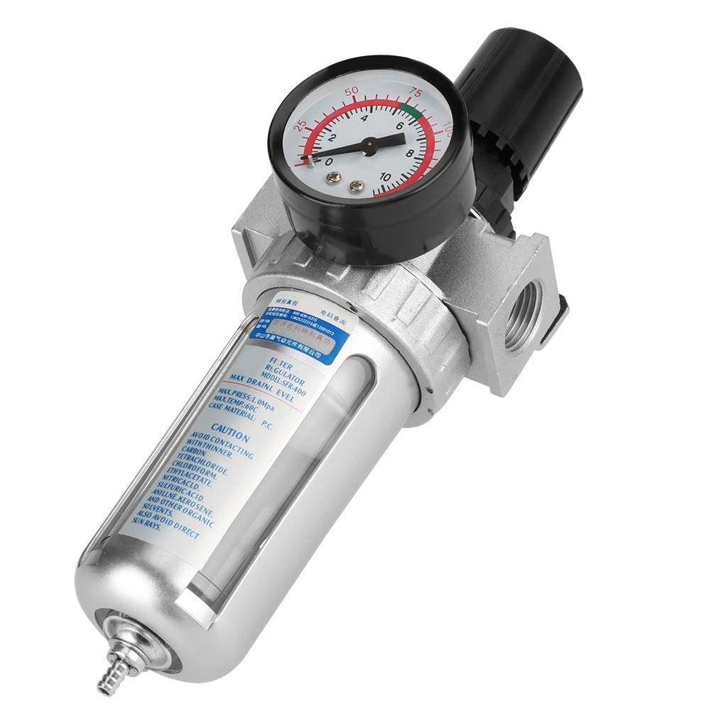 Nikou 1/2" BSP Air Filter Regulator, Compressor Moisture Trap Air Compressor Water Filter Regulator with Mount Connection, Filter Pressure Regulator for Compressor and Air Tools