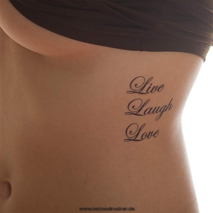 2 X Live Laugh Love Schwarzer Schriftzug Temporary Haut Tattoo Spruch 2 Amazon De Kuche Haushalt Tattoos Für Frauen Sprüche