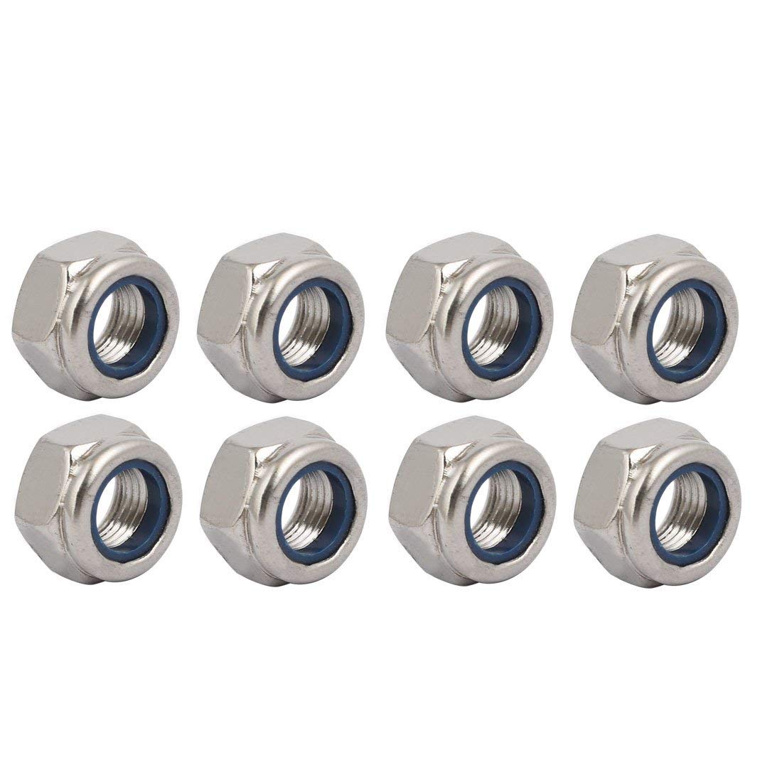 TA-VIGOR 8Pcs Hex Lock Nuts, M12 x 1.25mm Pitch Metric Fine Threaded Stainless Steel Insert Self-Locking Nuts for DIY & Motoring Projects
