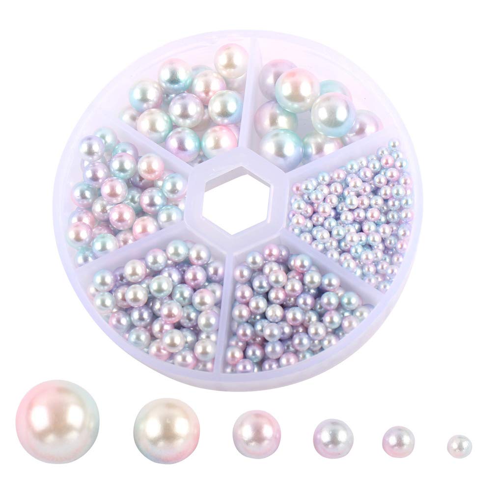 PRETYZOOM 1 Box Imitation Pearl Beads Rainbow Color No Holes Round Pearl Beads Loose Spacer DIY Craft Vase Filler Table Scatter Wedding Party Decoration Style 2