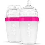 Inttero Pre-loadable / Mixing Breast-Mimic Baby Bottle with Anti-Colic & Air-Free Vent - 9oz / 2 Pack (Modern Pink)