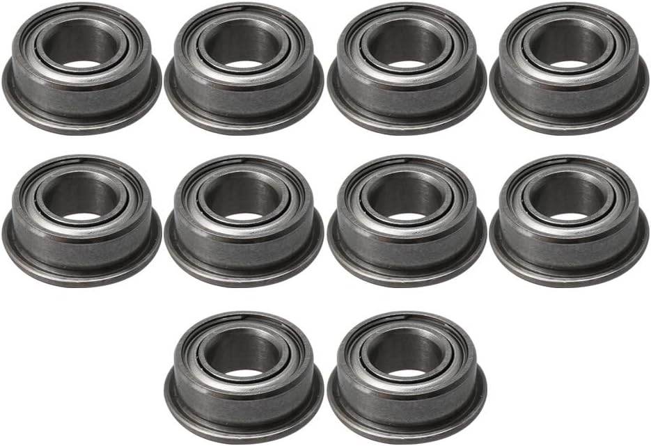 CNBTR Miniature Silent Sliding Bearing 5x10x4mm MF105ZZ Flange Ball Bearings Reduce Friction Part Pack of 10