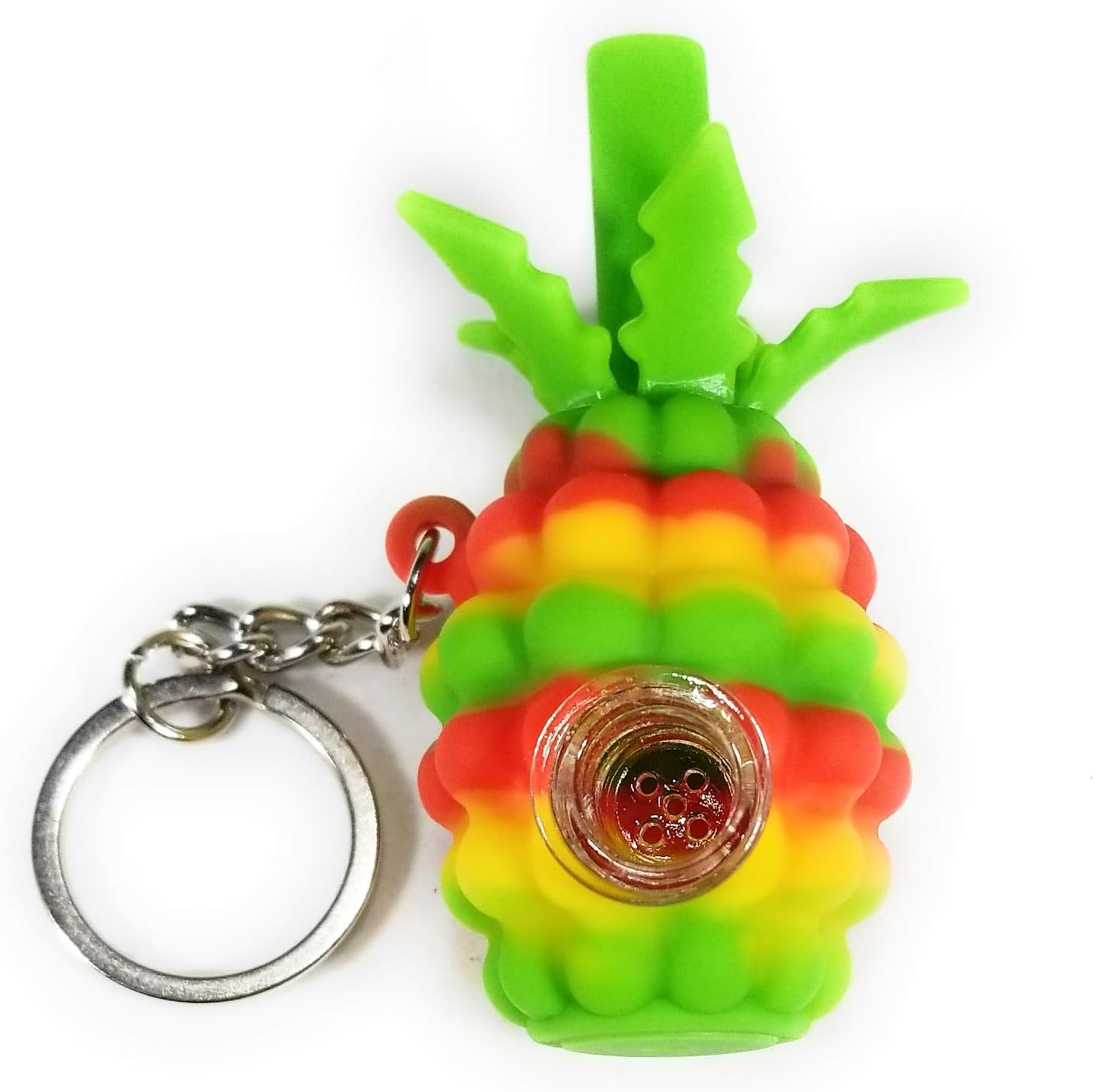 Singlenett Pineapple Portable Unbreakable Silicone Travel Decor Tube with Keychain (Red/Green/Yellow)
