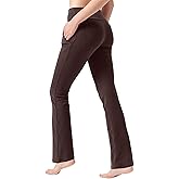 Knsbk High Waist Bootcut Yoga Pants 4 Pockets Tummy Control Dress Pants for Woman Back Pockets Workout Bootleg