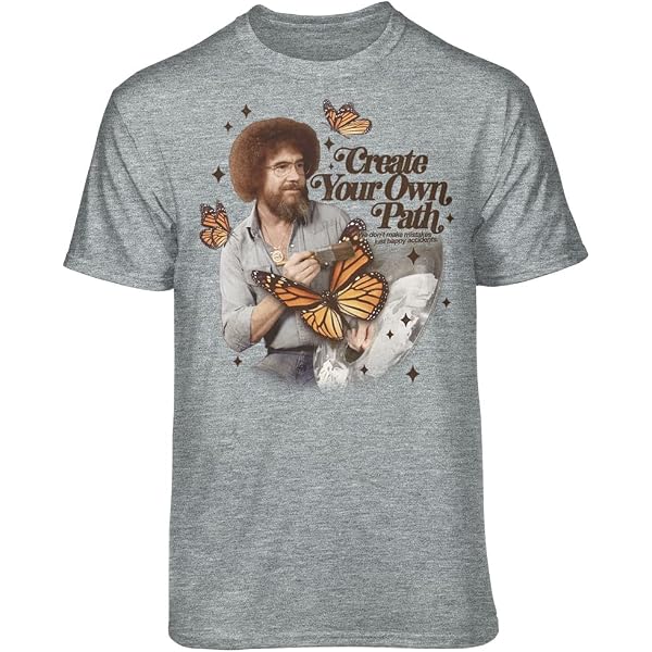 Bob Ross Painting Portrait Men's T-Shirt – Navy Heather – Officially Licensed