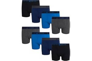 Beverly Hills Polo Club Boys Boxer Briefs - 8 Pack Cotton Breathable Boys Underwear with Fly and Contoured Pouch