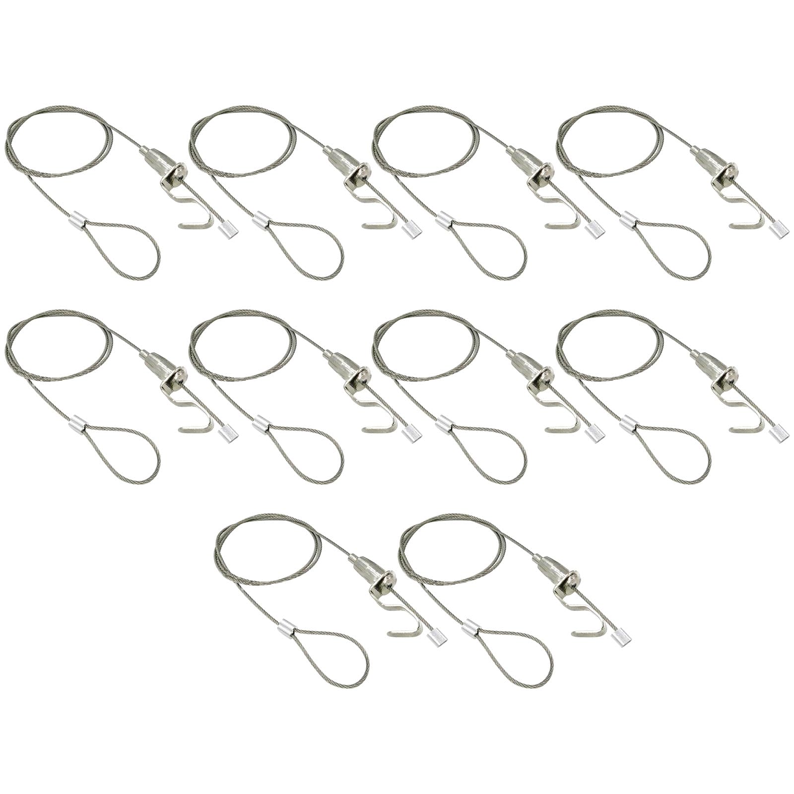 Hoypeyfiy 10pcs Picture Hanging Wire Kit, 2m × Φ1.5mm Stainless Steel with Wire Adjustable Hook and Rail Moulding Hook Hold Up to 40 KG