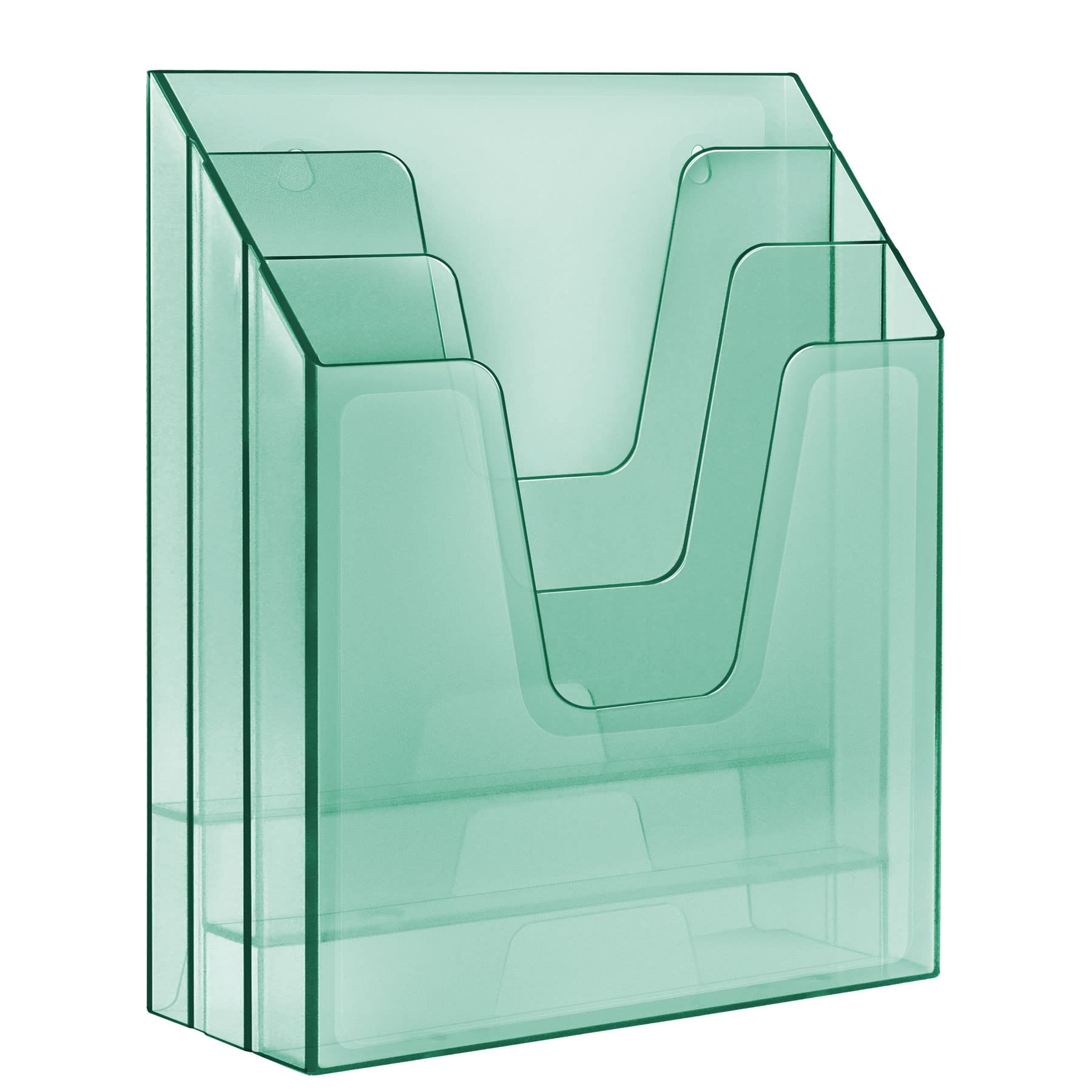 Acrimet Vertical Triple File Folder Holder Organizer, File Sorter (Plastic) (Clear Green Color)