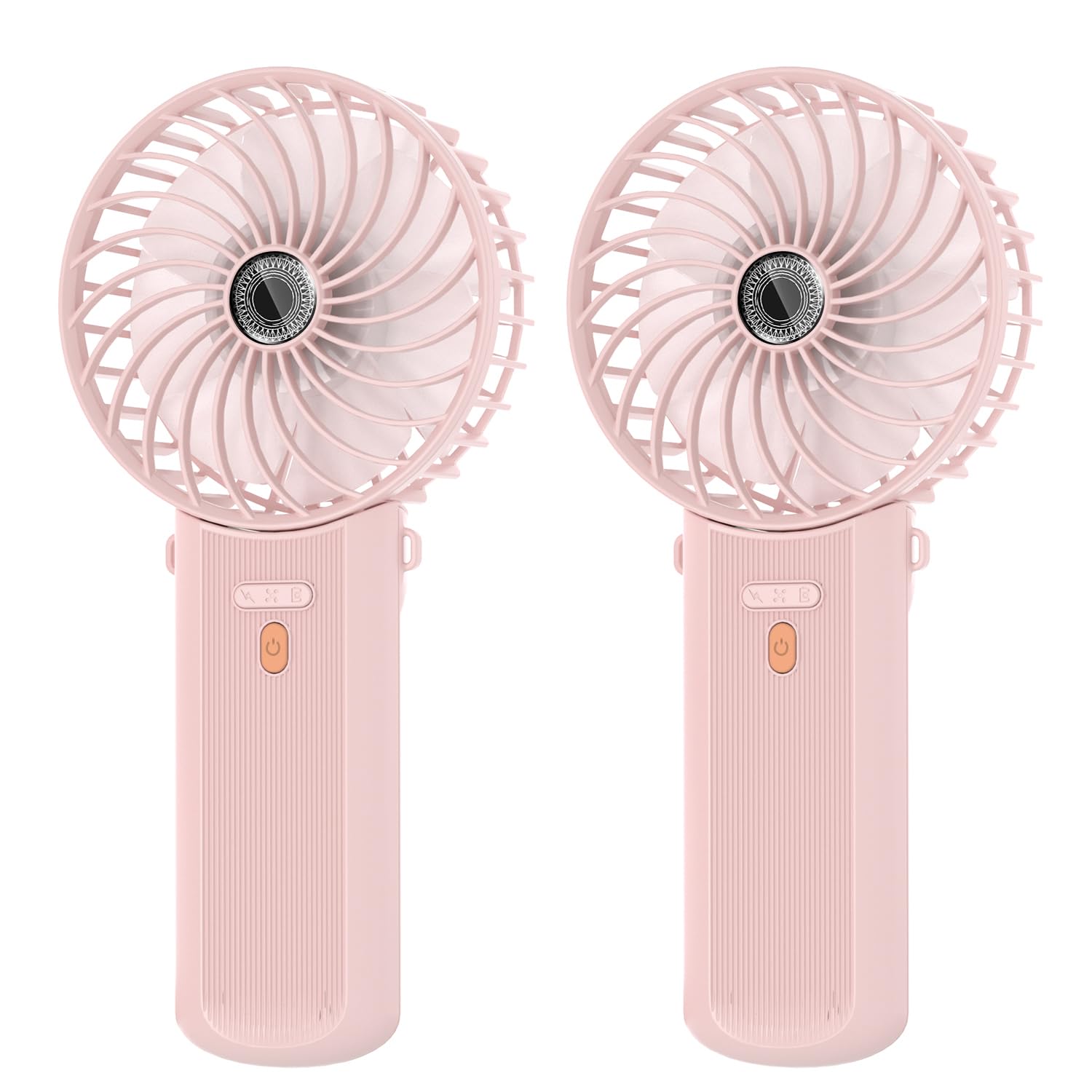Lepwings Portable Fan Handheld 2 Pack - Mini Rechargeable Neck Hanging Fans with 16-Hour Cooling, 4-Speeds Foldable Pocket Fan for Summer Outdoor Travel Home Office - Pink