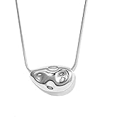 Jean Beau Chunky Irregular Textured Pendant Long Necklace for Women, Statement Trendy Stainless Steel Chain Necklaces Prom Fashion Jewelry Gift