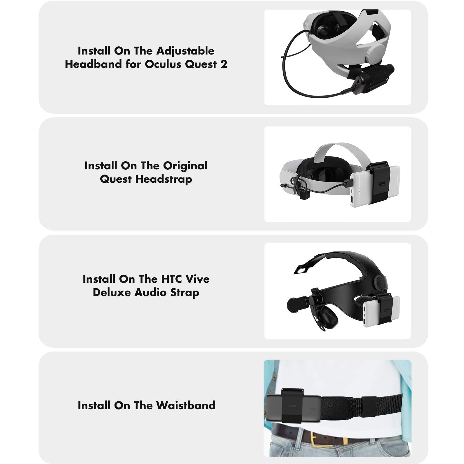 Kiwi Design Vr Power Bank Fixing Strap Compatible With Quest