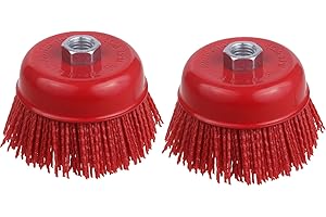 WENORA 4 Inch Abrasive Filament Nylon Cup Brush for Angle Grinder, 5/8" 11 Thread, Nylon Wheel Brush for Grinders -Remove Rust, Corrosion, Paint, for Surface Pre-Treatment of Various Metals (2 Pack)