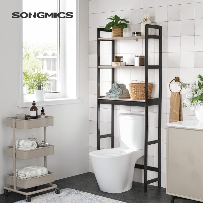 SONGMICS Over The Toilet Storage, 3-Tier Bathroom Organizer Over Toilet ...
