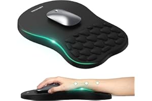 TECKNET Ergonomic Mouse Pad with Wrist Rest, Soft Mousepad with Massage Design, Memory Foam and Non-Slip PU Base for Pain Rel