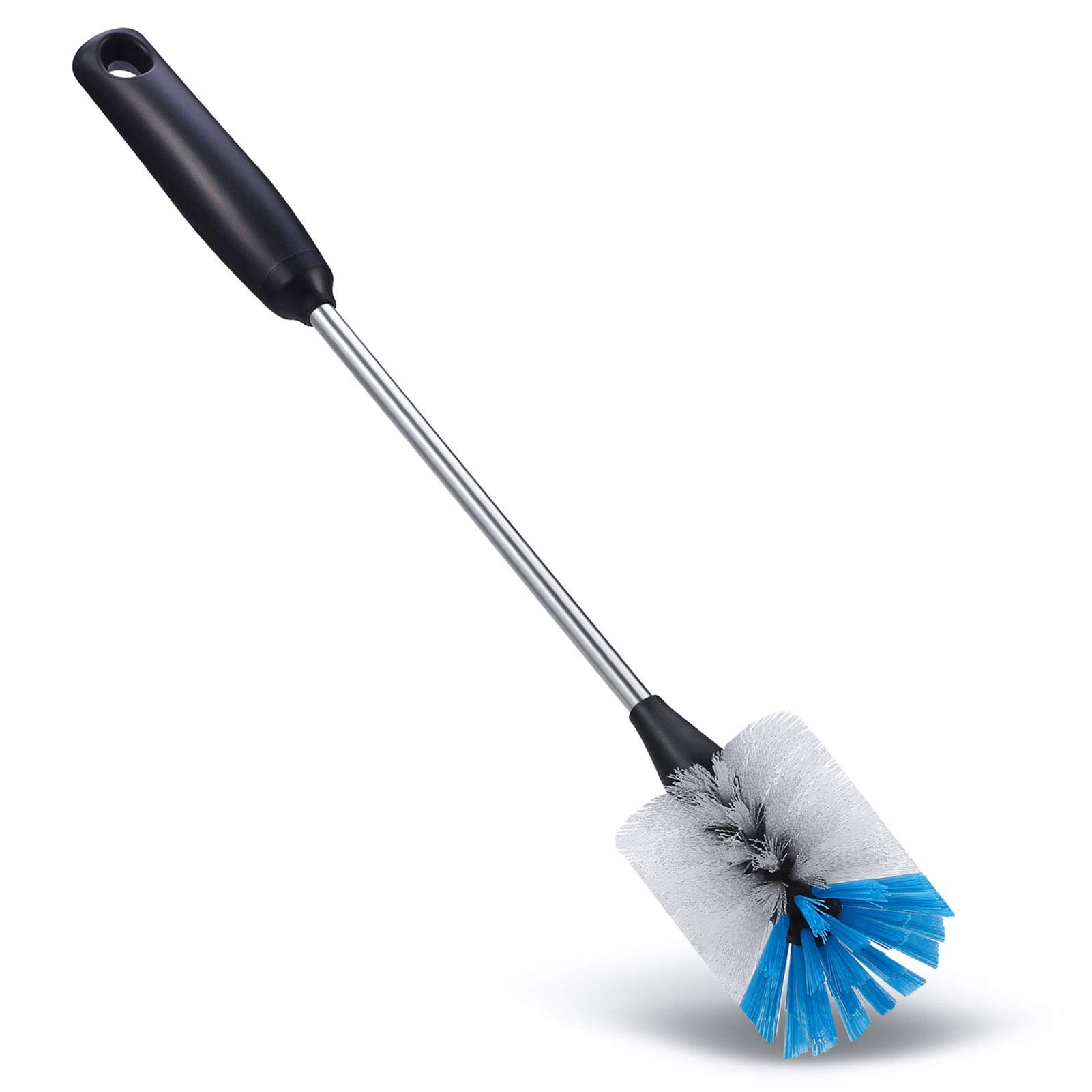 MOSOLAN 3-in-1 Stainless Steel Bottle Brush and Straw Cleaning Set, Long Handle Scrub Brush with Replaceable Head for Water Bottles, Glasswares, Mugs, Flasks, Tumblers, Vases, Flat Head