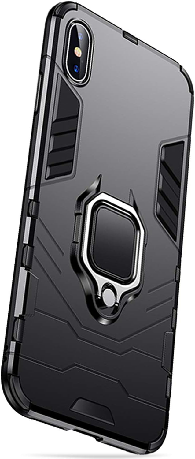 DICHEER iPhone X XS Case,15ft Drop Tested Heavy Duty Shockproof Cover with Ring Holder Kickstand,Dual Layer Protive Phone Case for Apple iPhone X Xs 5.8” (Black)