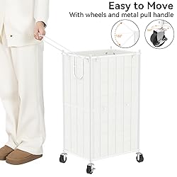 WOWLIVE Laundry Hamper with Wheels,Metal Wire Frame