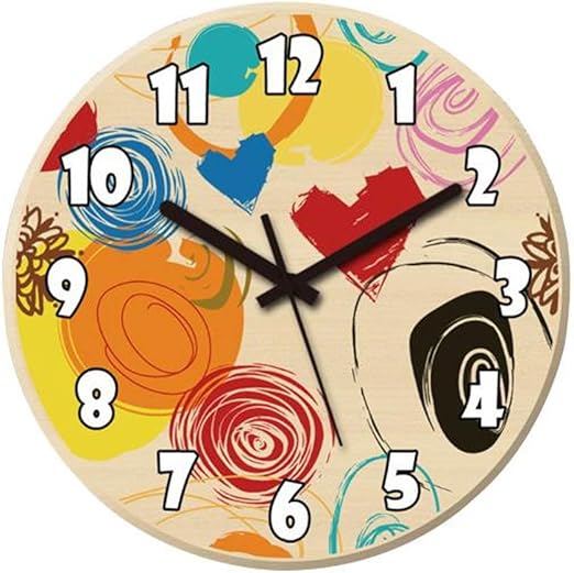 Amazon Co Jp Myclo マイクロ 壁掛け時計 ウッド素材 メープル 丸型 30cm ハート カラフル Com850 ホーム キッチン