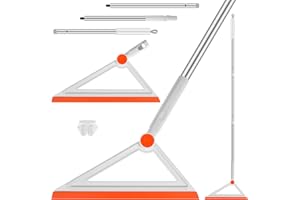 WLICH Magic Silicone Broom, Squeegee Broom for Floor, Rubber Broom with 51" Long Handle,Silicone Broom for Cleaning Floor Bathroom Kitchen Tile Marble Glass Windows,Water, Pet Hair（White）