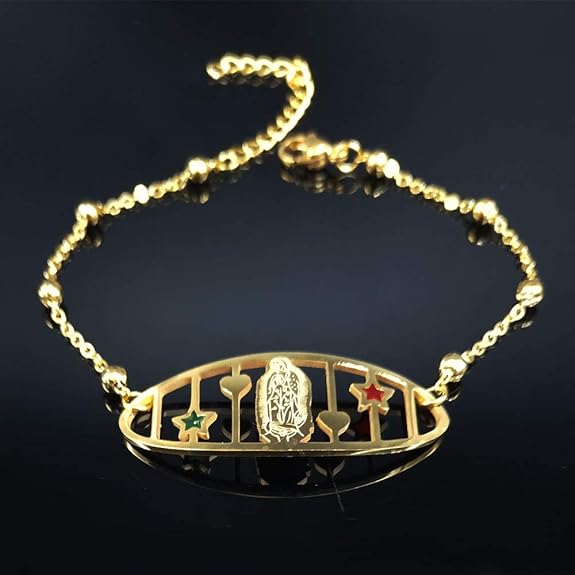 Blessed Virgin Mary Stainless Steel Bracelet Gold Color
