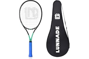 LUNNADE Adults Tennis Racket 27 Inch, Shockproof Carbon Fiber Tennis Racquet Light-Weight, Pre-Strung and Regrip, Suitable for Beginners to Intermediate Players