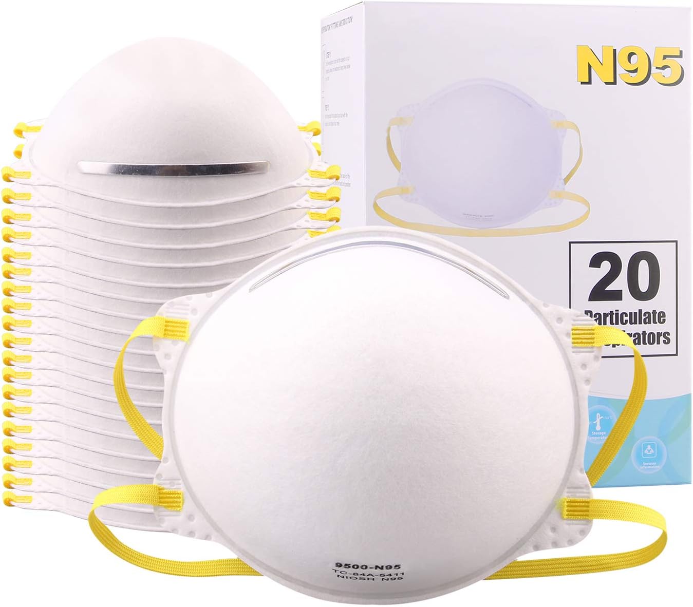 N95 Disposable Dust Masks -(10 pack) NIOSH Certified Respirator 95% Filtration Personal Protective Equipment for Cleaning, Construction, Woodworking, Mowing