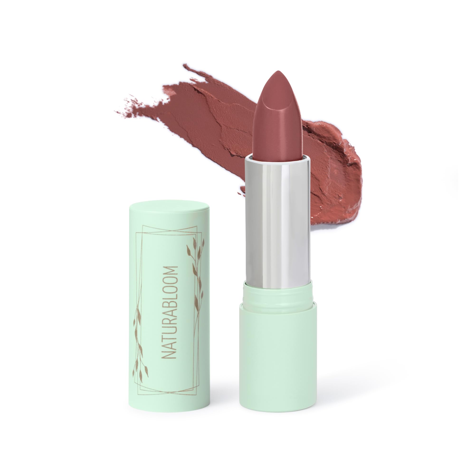 NATURABLOOM Hydrating Lipstick Long Lasting (Dusty Rose) - 90% Natural, Vegan Dark Pink Lipstick, Highly-Pigmented, Moisturising, With Natural Oils, Vitamin E and D, Cream Finish Lip Color