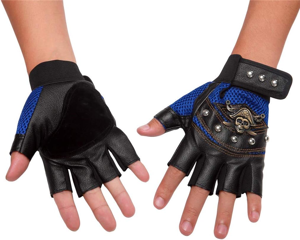 Cool Fashion Punk Style Synthetic Leather Motorcycle Cycling Fingerless Half-finger Gloves