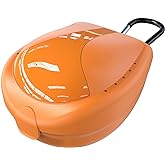 ARGOMAX Sports Mouth Guards Case, 1 Piece Sports Braces Case with Carabiner, Football Mouthguard Case, Orange