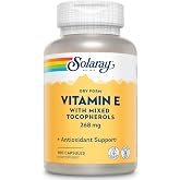 SOLARAY Vitamin E 400 IU (268mg), Dry Form - Natural Source, Mixed Tocopherols Vitamin E - Antioxidant Supplement, PMS and Menopause Support - 60-Day Guarantee, Lab Verified - 100 Serv, 100 Capsules