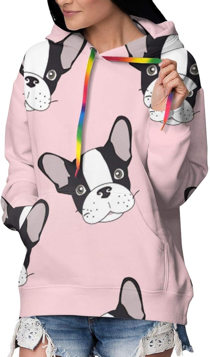 French Bulldog Pet Women Hoodie Long Sleeve Sweatshirt Ladies Print