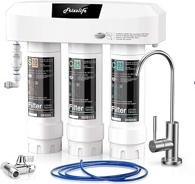 Frizzlife SP99 Under Sink Water Filter System with Brushed Nickel Faucet