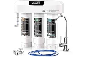 Frizzlife Under Sink Water Filter System with Brushed Nickel Faucet SP99-NEW, NSF 42&53 Certified 3-Stage 0.5 Micron Removes 