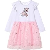 TRENDSTITCH Girls Tulle Dresses Toddler Long Sleeve Sparkle Tutu Dress Kids Clothes Party Gifts Outfits