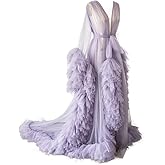 Kelaixiang Tulle Robe Long Lingerie Bridal Dressing Gown Puffy Nightgown Photoshoot