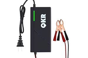 QKR 12V Lithium Battery Charger 14.6V 10A LiFePO4 Battery Charger, 3-Stage Smart Charger with LED Indicator, Multi-Protection, High Charging Efficiency, Special for 12V Lithium Iron Phosphate Battery