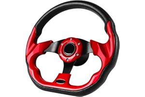 LOSCHEN Boat Steering Wheel Polyurethane Leather with 3/4" Axle Marine Steering Wheel Adapter for Marine Boats,Vessels,Yachts,Pontoons Boat-Red