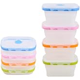 ECOBERI Collapsible Food Storage Containers with Lids, 4 Piece, 12 oz | Space-Saving, Airtight Lids, Meal Prep, Lunch, Snack, Travel, Microwave, Freezer, Dishwasher Safe