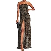Willow Dance Women Tube Top Dress Printed Mesh Patchwork Maxi Dress Strapless Sexy High Slit Long Dresses Party Clubwear