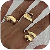 HUASAI Gold Rings Stackable Chunky Statement Jewelry Knuckle Finger Adjustable Set