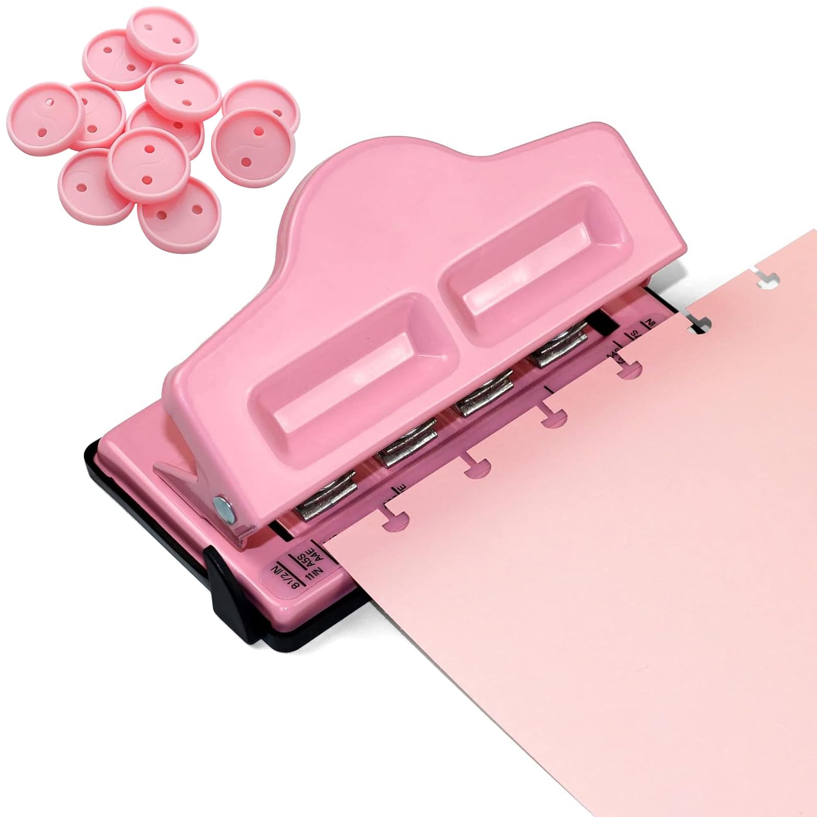 Mushroom Discbound Hole Punch, 4 Hole Puncher for Dics Bound Planner, Notebooks, Scrapbooks & Crafts, Pink