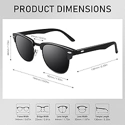 GQUEEN Classic Horn Rimmed Semi Rimless Polarized