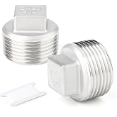 TAISHER 2Pcs 304 SS Square Thread Socket Pipe Plug Fitting 2" NPT Male | Square head enables stable wrench operation. Precision tapered external threads provide dependable sealing.