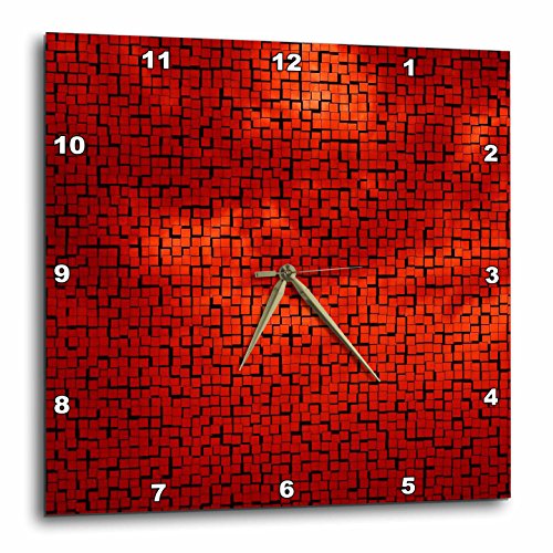 Red Clouds Tile Pattern Wall Clock - cute red wall clocks