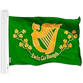 G128 Erin Go Bragh Flag | 3x5 Ft | LiteWeave Pro Series Printed 150D Polyester | Country Flag, Indoor/Outdoor, Vibrant Colors, Brass Grommets, Thicker and More Durable Than 100D 75D Polyester