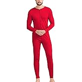 COLORFULLEAF Men's Cotton Thermal Underwear Union Suits Henley Onesies Base Layer