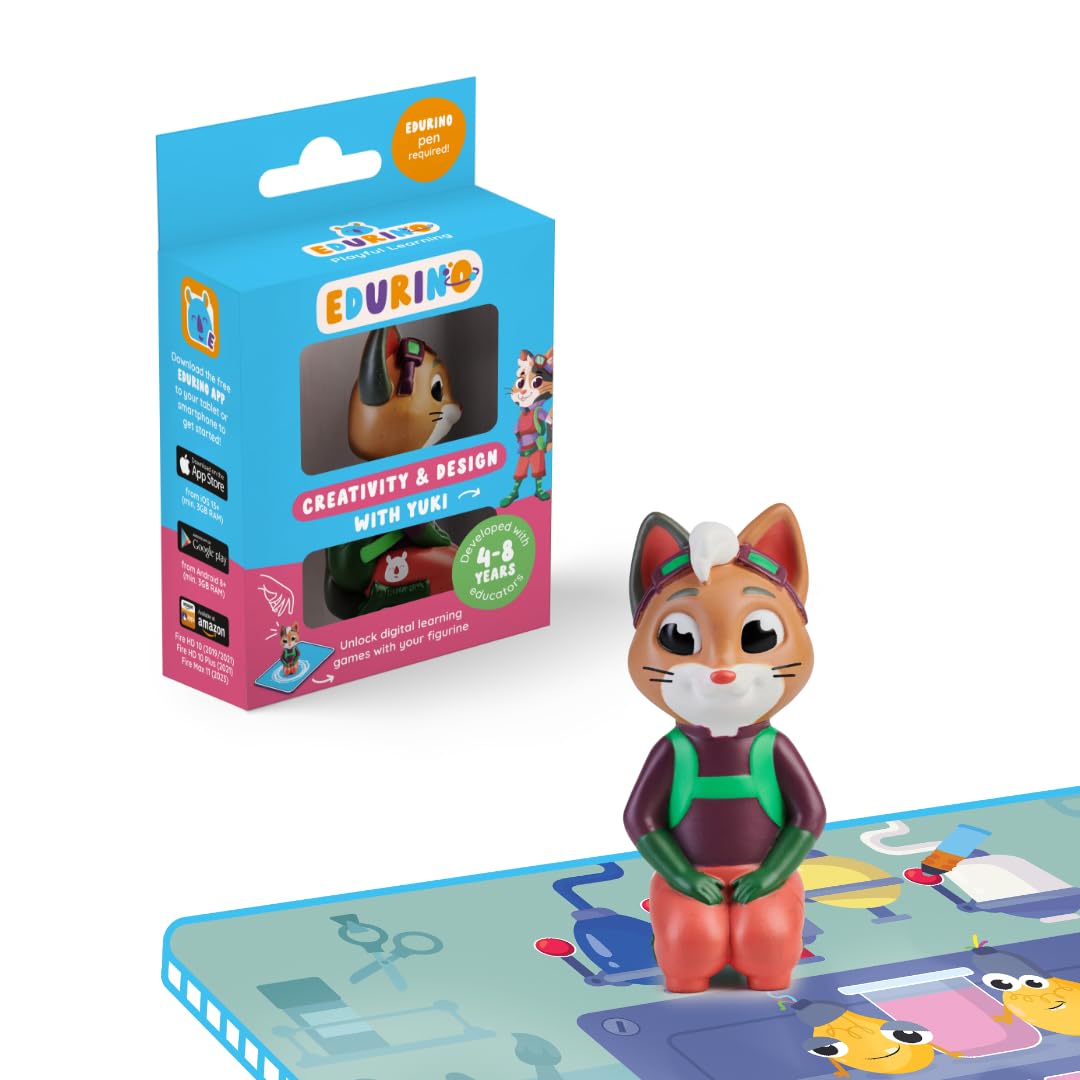 Edurino Yuki - Creativity & Design Games, Drawing & Painting - Art Techniques for Kids 4+ - Includes 1 x Yuki Figurine, App Access, Handwriting Practice, Creative Skills, Interactive Learning