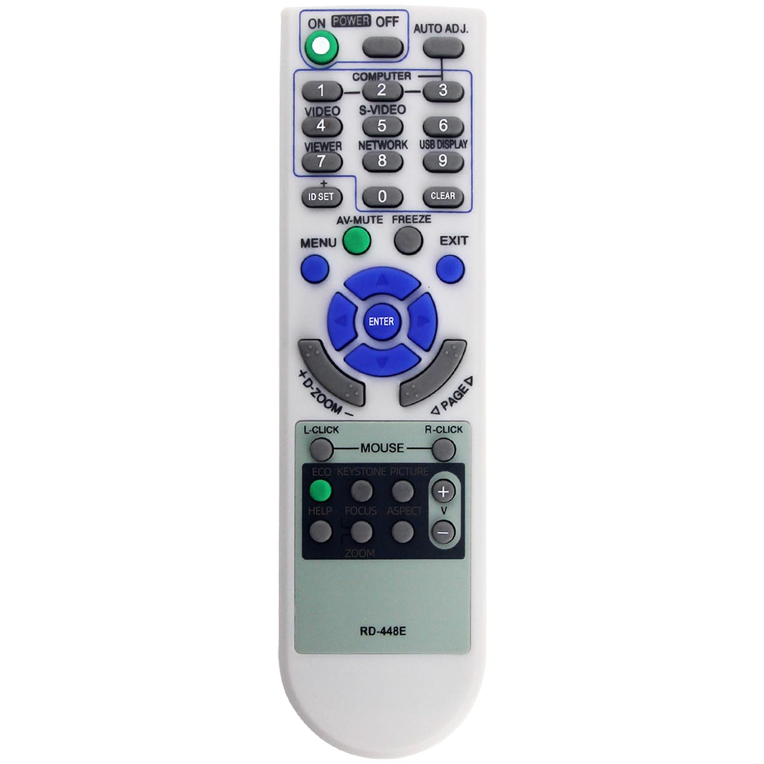 RD-448E Remote Control Replacement for NEC Projector M271W M361X M260WS M260XS M271X M300WS M300XS P451X M311W M311X V260W M350XS V300X NP-M361X NP-V260X NP-M311W NP-M271W NP-V230 NP-V300W P401W